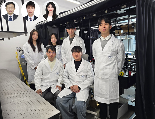 Prof. Song Young-min, left on the front row, and other researchers pose after achieving a unique exploit. [Photo courtesy of KAIST]